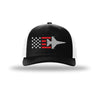 F-16 Viper Aircraft Flag 5-Panel Trucker Hat - BLACK/WHITE