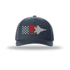 F-22 Raptor Aircraft Flag 5-Panel Trucker Hat - IRON GREY/IRON GREY