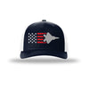 F-22 Raptor Aircraft Flag 5-Panel Trucker Hat - NAVY/WHITE
