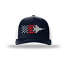 F-15 Eagle Aircraft Flag 5-Panel Trucker Hat - NAVY/WHITE