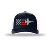 F-18 Hornet Aircraft Flag 5-Panel Trucker Hat - NAVY/WHITE