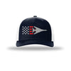 B-1 Lancer Aircraft Flag 5-Panel Trucker Hat - NAVY/WHITE