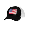 American Flag PVC Patch Structured Trucker Hat - BLACK/WHITE