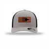 F-35 Aircraft Flag Flexfit Leather Patch Structured Trucker - SILVER/BLACK
