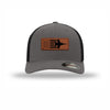 F-18 Aircraft Flag Flexfit Leather Patch Structured Trucker - GRAPHITE/BLACK