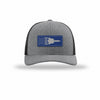 SR-71 Aircraft Flag Royal & Silver Patch Structured Trucker - HEATHER GREY/BLACK