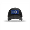 E-3 Aircraft Flag Royal & Silver Patch Soft Mesh Trucker - BLACK/CHARCOAL