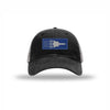SR-71 Aircraft Flag Royal & Silver Patch Soft Mesh Trucker - BLACK/CHARCOAL