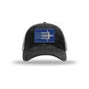 C-5 Aircraft Flag Royal & Silver Patch Soft Mesh Trucker - BLACK/CHARCOAL