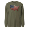 We the People Wooden Flag Long Sleeve T-Shirt - OD GREEN