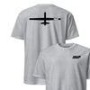 MQ-9 "Reaper" Stealth Silhouette Front & Back T-Shirt - Heather Gray