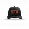 F-35 Aircraft Flag Leatherette Patch Structured Trucker - BLACK/WHITE