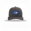 F-35 Aircraft Flag Royal & Silver Patch Structured Trucker - CHARCOAL/WHITE