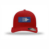 F-22 Aircraft Flag Flexfit Royal & Silver Patch Structured Trucker - RED/WHITE