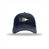 B-1 Aircraft Flag Carbon Fiber Patch Soft Mesh Trucker - NAVY/WHITE