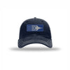 F-15 Aircraft Flag Royal & Silver Patch Soft Mesh Trucker - NAVY/WHITE