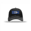 F-15 Aircraft Flag Royal & Silver Patch Soft Mesh Trucker - BLACK/WHITE