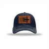C-130 Aircraft Flag Leatherette Patch Soft Mesh Trucker - NAVY/WHITE