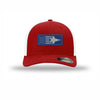 F-35 Aircraft Flag Flexfit Royal & Silver Patch Structured Trucker - RED/WHITE
