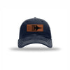 F-16 Aircraft Flag Leatherette Patch Soft Mesh Trucker - NAVY/WHITE