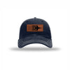 F-18 Aircraft Flag Leatherette Patch Soft Mesh Trucker - NAVY/WHITE
