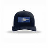 SR-71 Aircraft Flag Royal & Silver Patch Structured Trucker - NAVY/WHITE