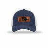 F-18 Aircraft Flag Leatherette Patch Camo Structured Trucker - NAVY CAMO/WHITE