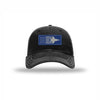 F-35 Aircraft Flag Royal & Silver Patch Soft Mesh Trucker - BLACK/WHITE