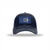 A-10 Aircraft Flag Royal & Silver Patch Soft Mesh Trucker - NAVY/WHITE