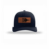F-16 Aircraft Flag Leatherette Patch Structured Trucker - NAVY/WHITE