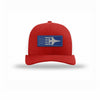 F-16 Aircraft Flag Royal & Silver Patch Structured Trucker - RED/WHITE