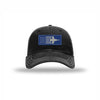 F-18 Aircraft Flag Royal & Silver Patch Soft Mesh Trucker - BLACK/WHITE
