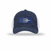 F-16 Aircraft Flag Royal & Silver Patch Camo Structured Trucker - NAVY CAMO/WHITE