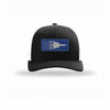 SR-71 Aircraft Flag Royal & Silver Patch Structured Trucker - BLACK/WHITE