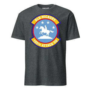 105th Attack Squadron T-Shirt — Charcoal Heather front mockup