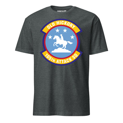 105th Attack Squadron T-Shirt — Charcoal Heather front mockup