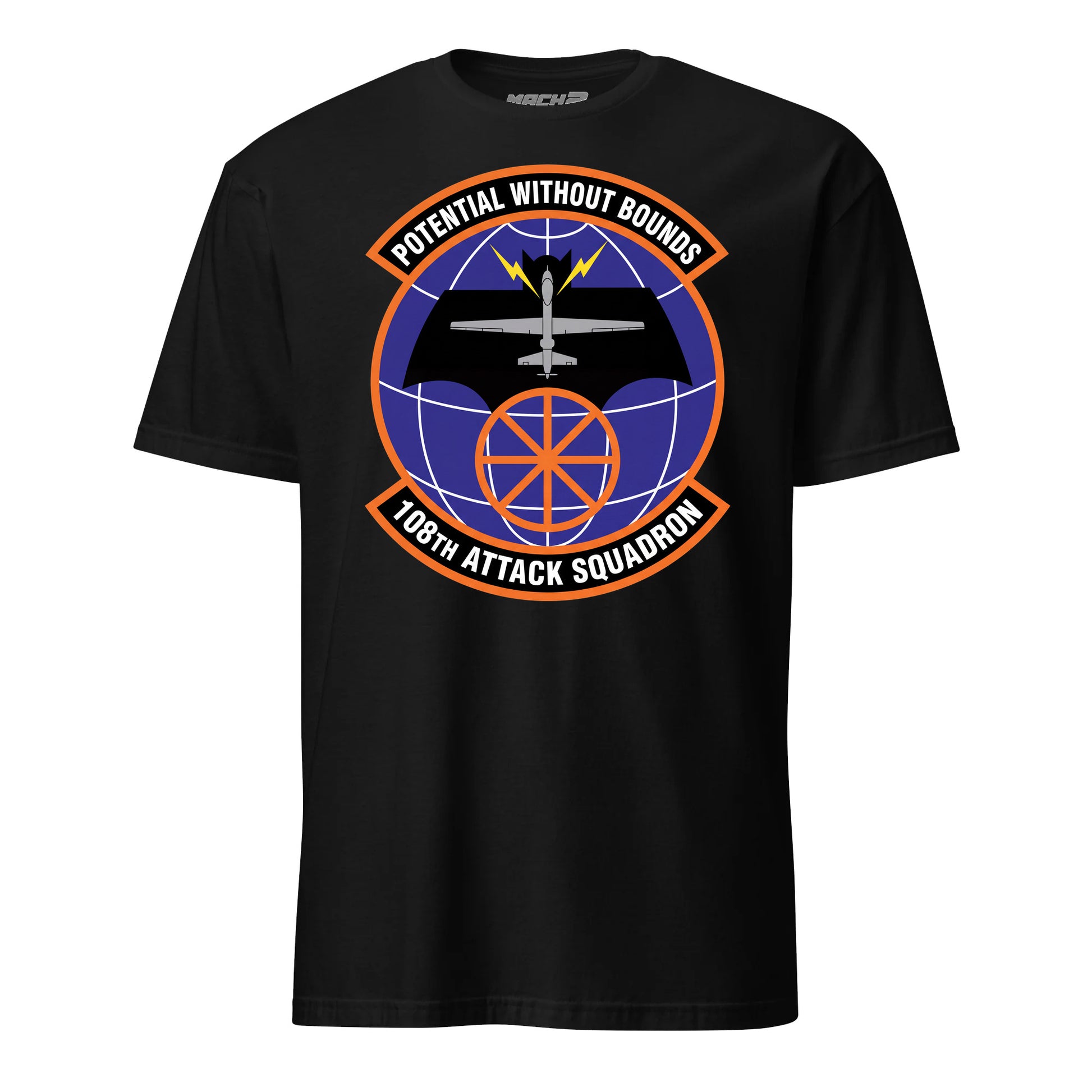 108th Attack Squadron T-Shirt — Black front mockup