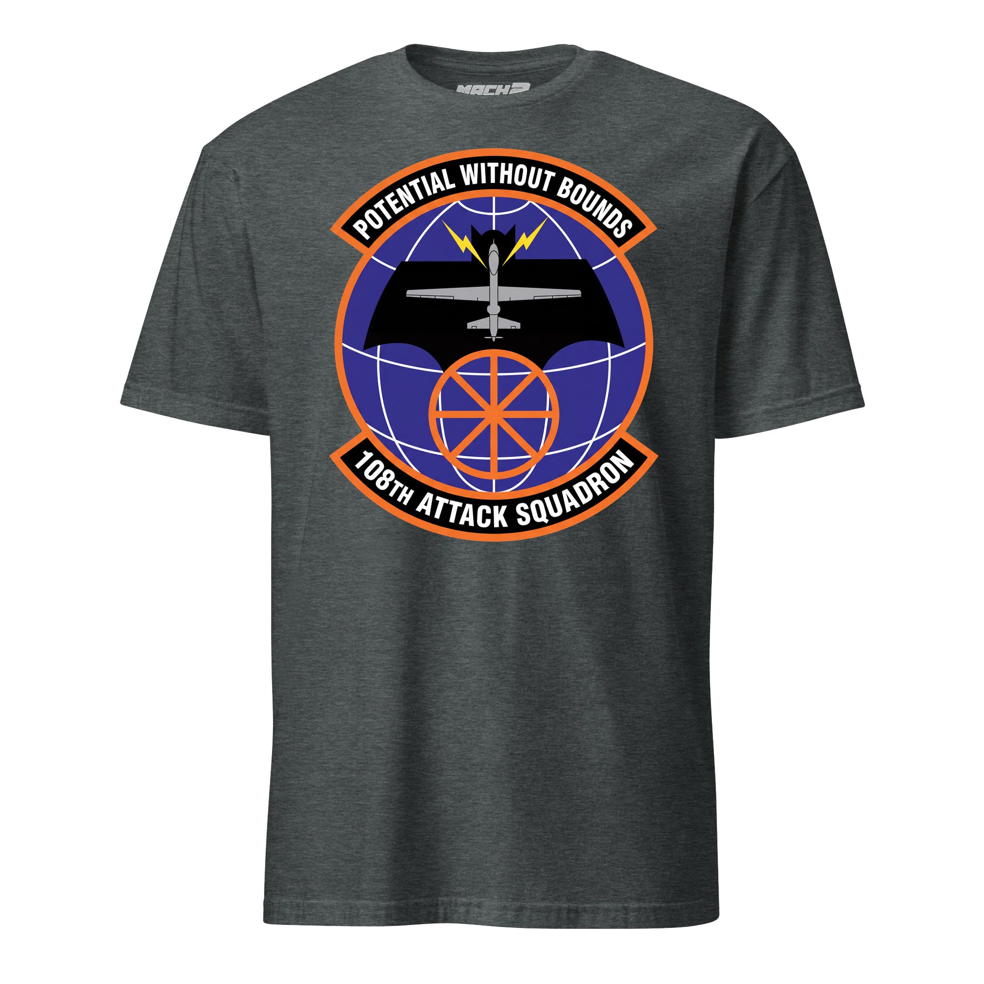 108th Attack Squadron T-Shirt — Charcoal Heather front mockup