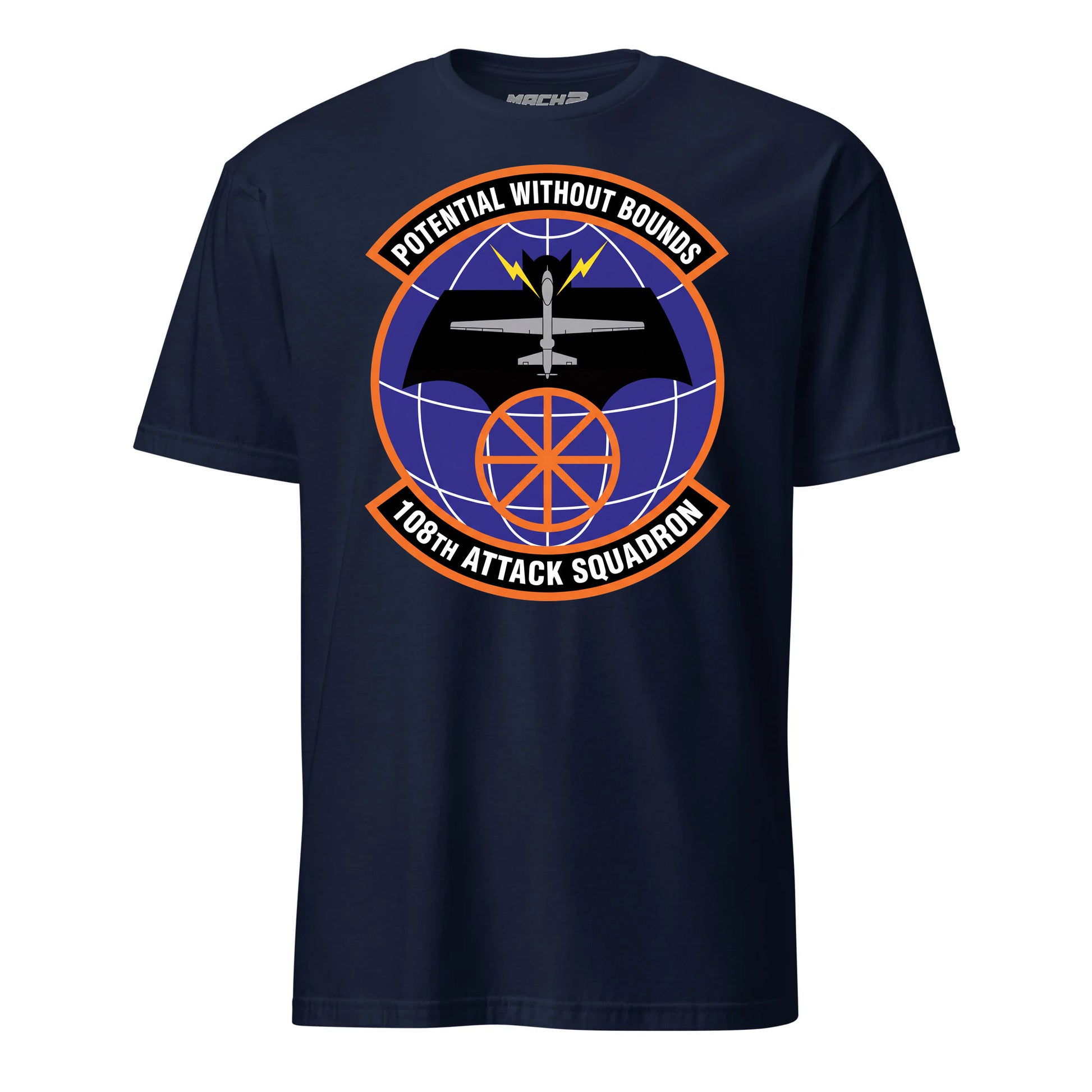 108th Attack Squadron T-Shirt — Navy front mockup