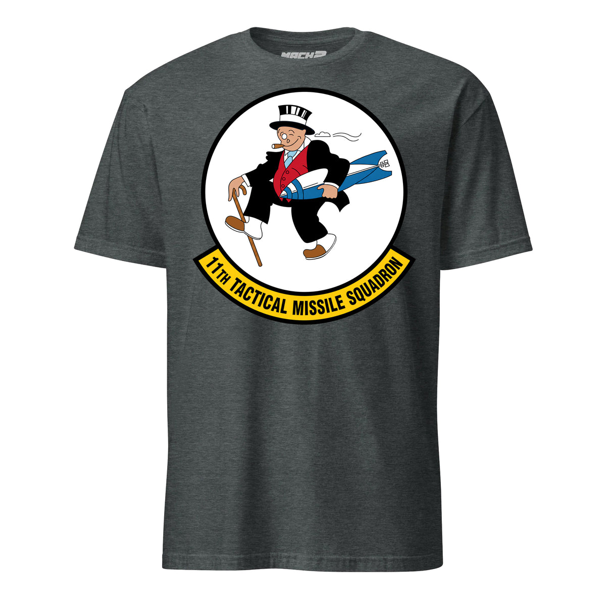11th Tactical Missile Squadron T-Shirt — Charcoal Heather front mockup