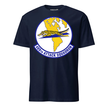 489th Attack Squadron T-Shirt — Navy front mockup