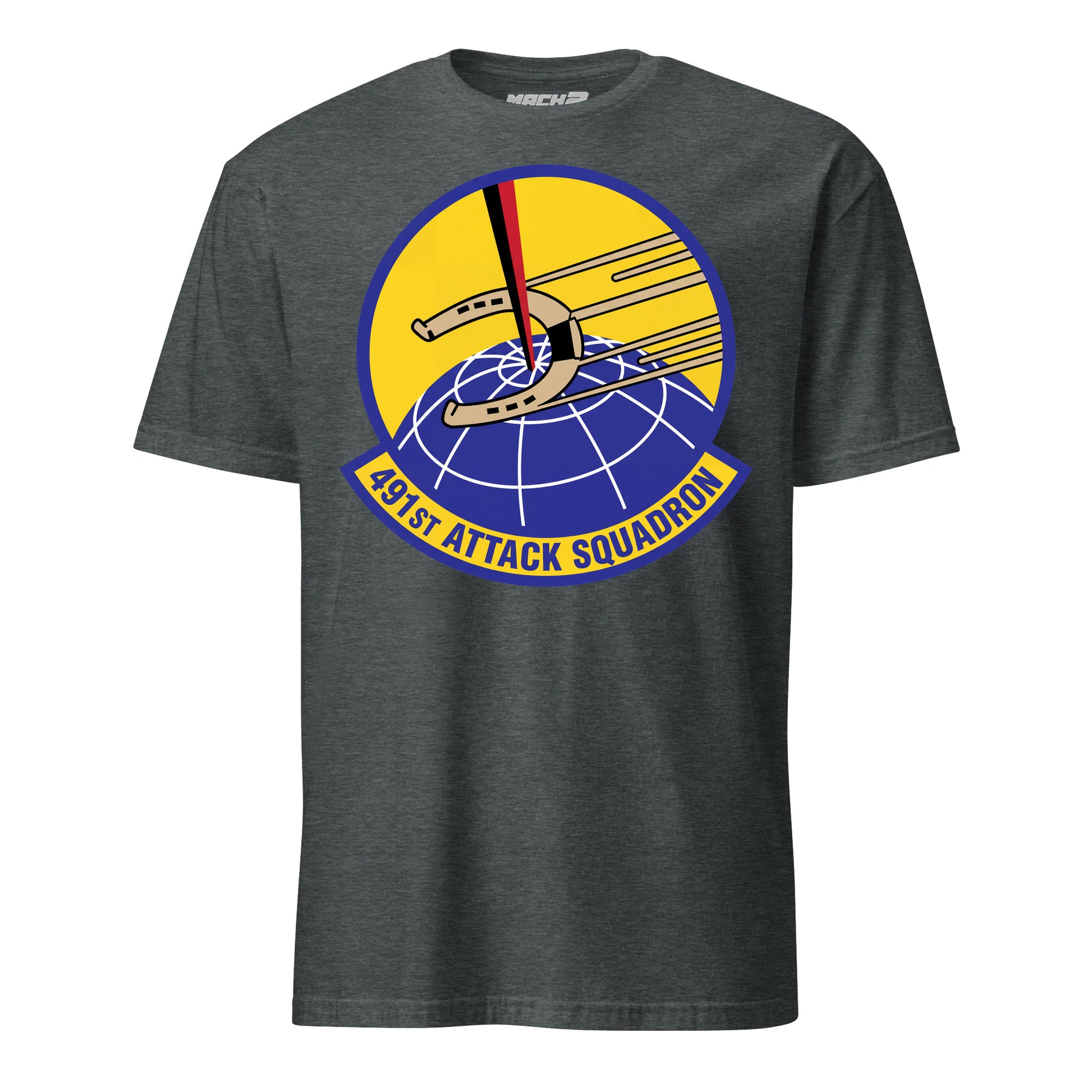 491st Attack Squadron T-Shirt — Charcoal Heather front mockup