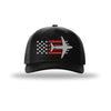 C-17 Globemaster Aircraft Flag 5-Panel Trucker Hat - BLACK/BLACK