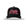 F-15 Eagle Vintage Script 5-Panel Trucker Hat - BLACK/WHITE