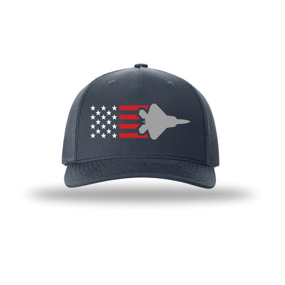 F-22 Raptor Aircraft Flag 5-Panel Trucker Hat
