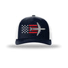 C-5 Galaxy Aircraft Flag 5-Panel Trucker Hat - NAVY/WHITE