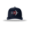 B-52 Stratofortress Aircraft Flag 5-Panel Trucker Hat - NAVY/WHITE