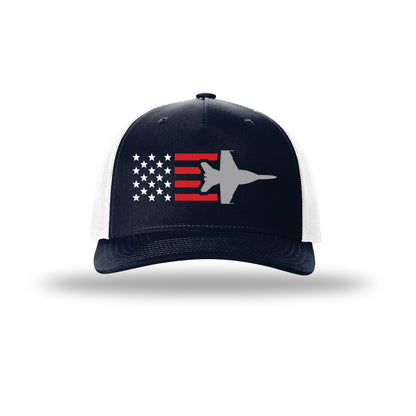 F-18 Hornet Aircraft Flag 5-Panel Trucker Hat