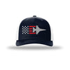 F-16 Viper Aircraft Flag 5-Panel Trucker Hat - NAVY/WHITE