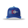 F-16 Viper Aircraft Flag 5-Panel Trucker Hat - ROYAL/WHITE